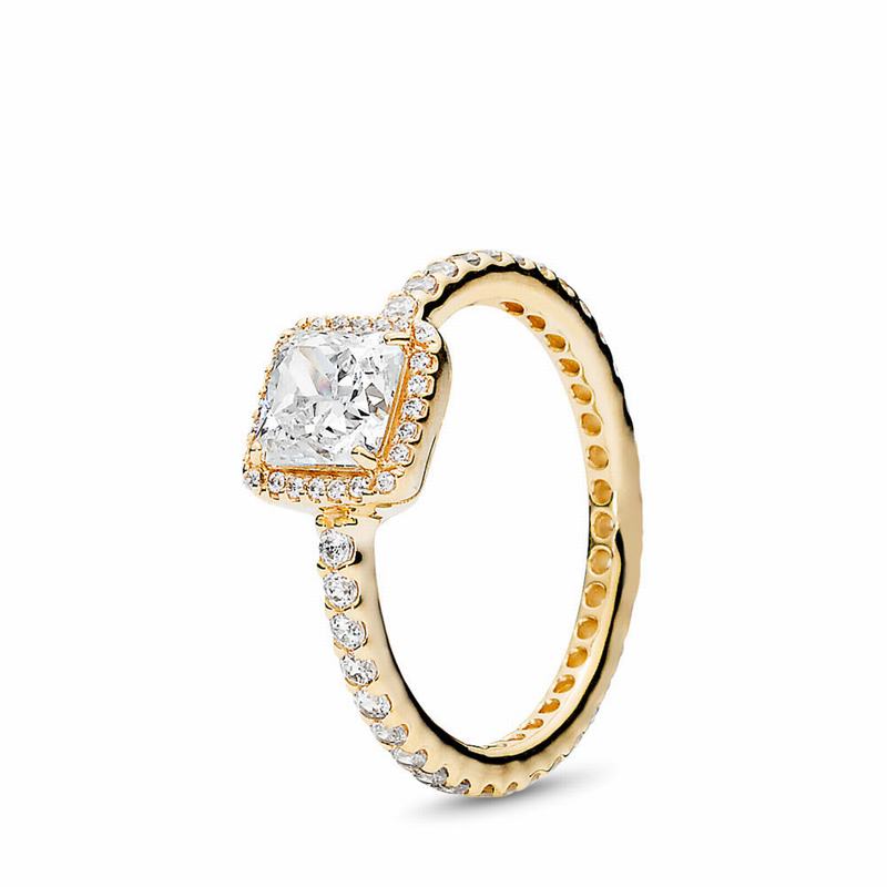 Pandora Timeless Elegance Promise Ring - Yellow Gold 14 K/Cubic Zirconia - Canada | NI5696HN